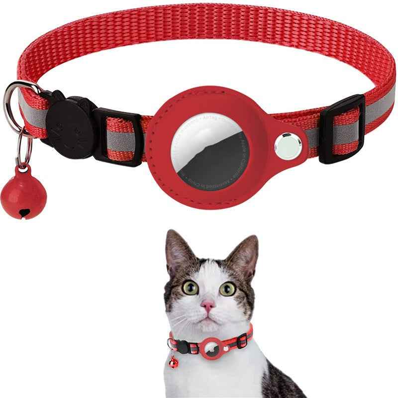 Reflective Pet Collar with Bell & AirTag Holder – Safety Collar for Dogs & Cats