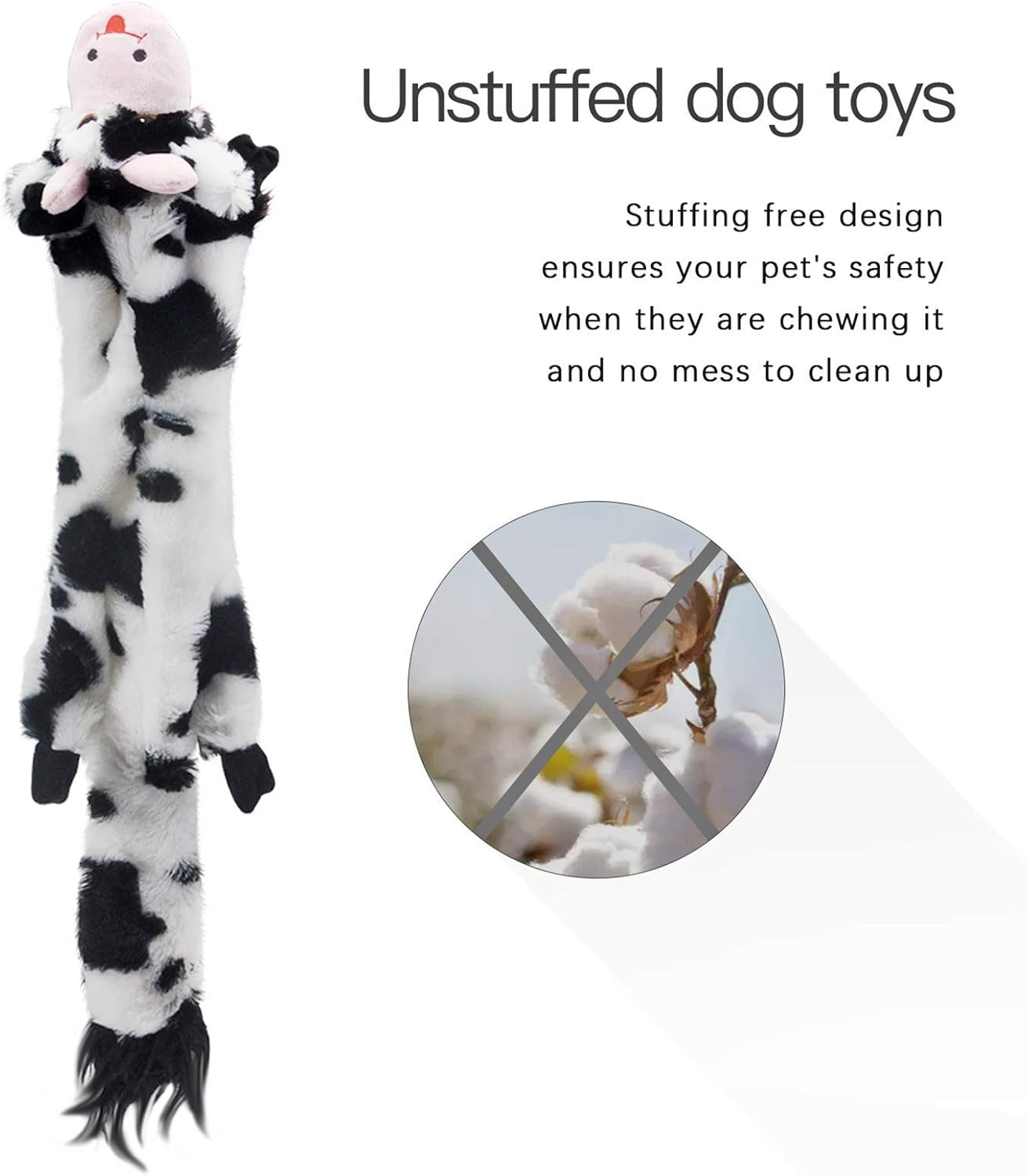 Dog Squeaky Toys 5 Pack, Pet Crinkle Toy No Stuffing Animals Plush, Dog Chew for Large and Medium, Doggie Teething for Boredom