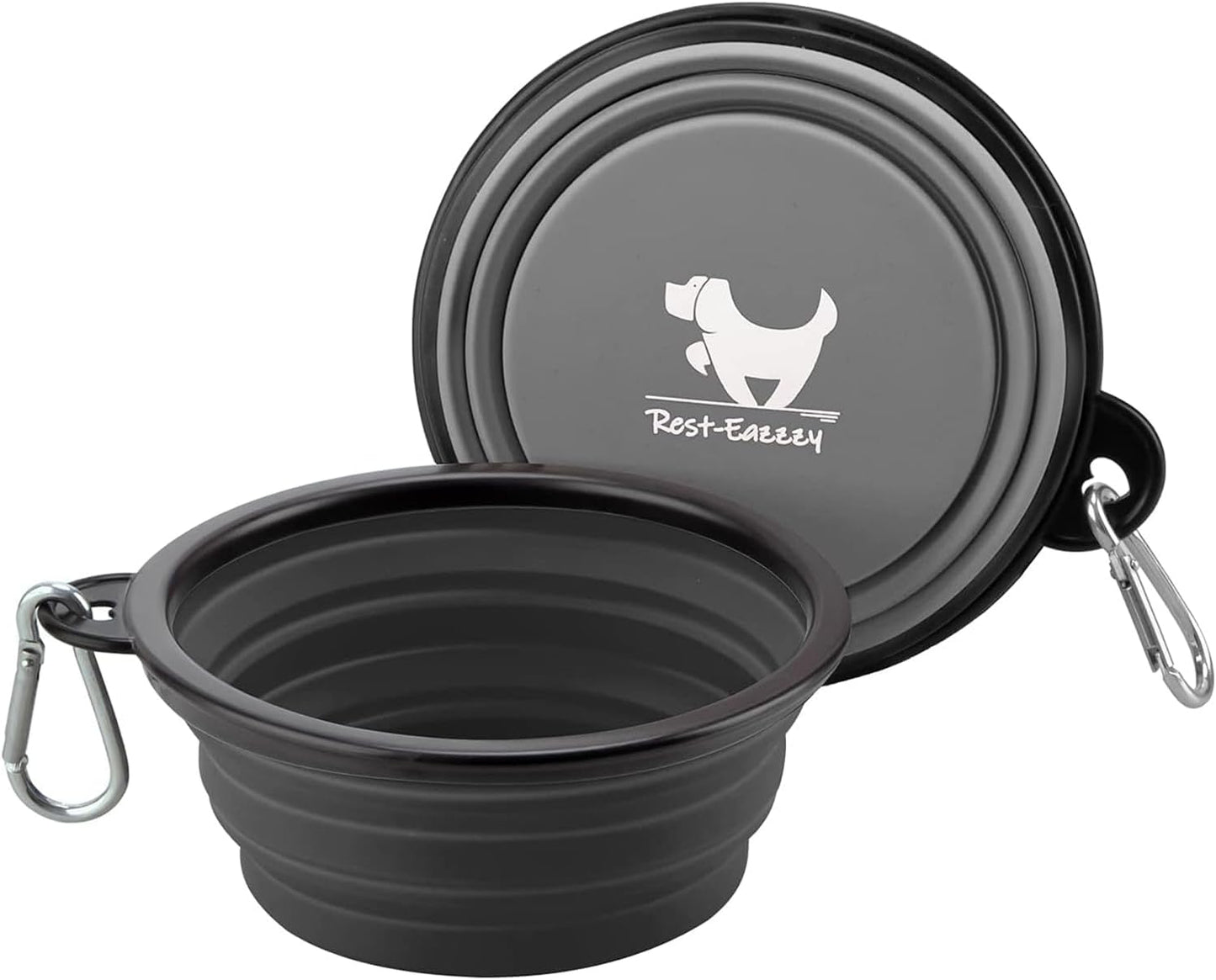 Collapsible Dog Bowls, 2 Pack Sturdy Portable Dog Water Bowls | Wear-Resistant TPE, Anti-Dust Foldable Travel Dog & Cat Bowls for Camping Walking Hiking with Carabiners