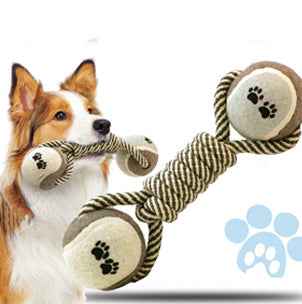 Dog Rope Chew Toy – Tennis Ball Dental Cleaning Toy