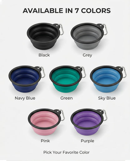 Collapsible Dog Bowls, 2 Pack Sturdy Portable Dog Water Bowls | Wear-Resistant TPE, Anti-Dust Foldable Travel Dog & Cat Bowls for Camping Walking Hiking with Carabiners