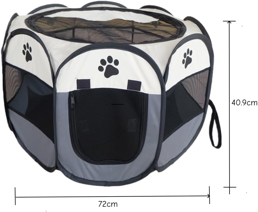 PET Portable Foldable Pet Dog Cat Playpen Crates Kennel/Premium 600D Oxford Cloth,Removable Zipper Top, Indoor and Outdoor Use (Grey)