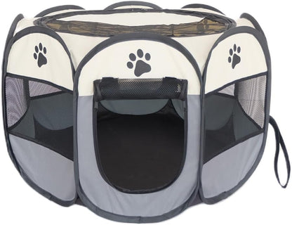 PET Portable Foldable Pet Dog Cat Playpen Crates Kennel/Premium 600D Oxford Cloth,Removable Zipper Top, Indoor and Outdoor Use (Grey)