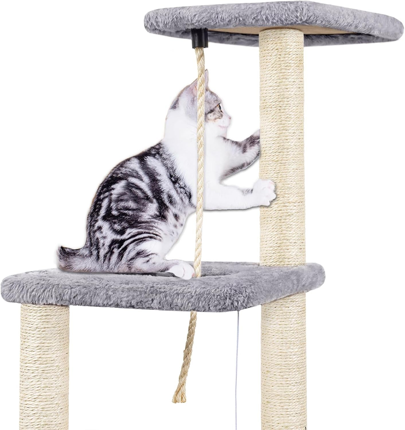 Cat Tree, 90Cm Cat Scratching Post for Indoor Cats, Stable Cat Tower, Grey | Multi-Level Cat Scratch Post with Toy, Climbing Playing and Relaxation