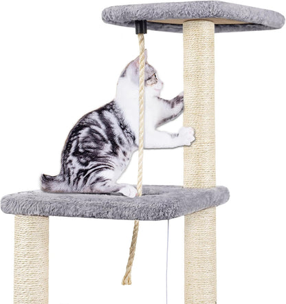 Cat Tree, 90Cm Cat Scratching Post for Indoor Cats, Stable Cat Tower, Grey | Multi-Level Cat Scratch Post with Toy, Climbing Playing and Relaxation
