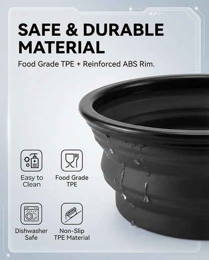 Collapsible Dog Bowls, 2 Pack Sturdy Portable Dog Water Bowls | Wear-Resistant TPE, Anti-Dust Foldable Travel Dog & Cat Bowls for Camping Walking Hiking with Carabiners