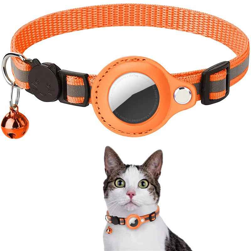 Reflective Pet Collar with Bell & AirTag Holder – Safety Collar for Dogs & Cats