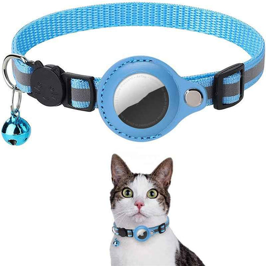 Reflective Pet Collar with Bell & AirTag Holder – Safety Collar for Dogs & Cats
