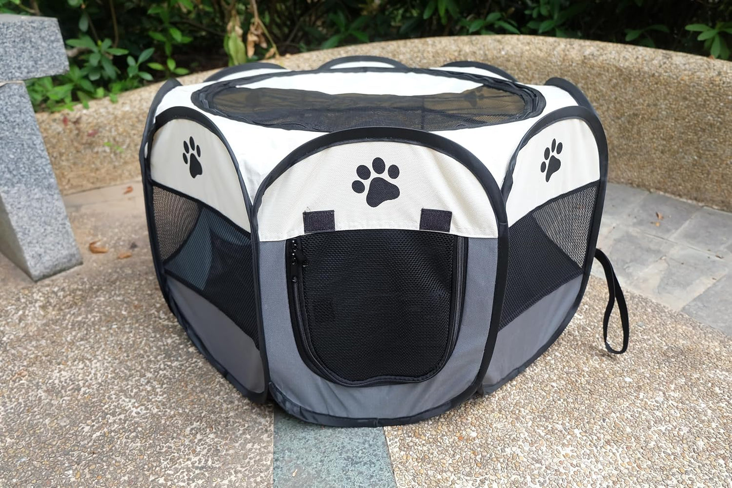 PET Portable Foldable Pet Dog Cat Playpen Crates Kennel/Premium 600D Oxford Cloth,Removable Zipper Top, Indoor and Outdoor Use (Grey)