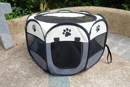 PET Portable Foldable Pet Dog Cat Playpen Crates Kennel/Premium 600D Oxford Cloth,Removable Zipper Top, Indoor and Outdoor Use (Grey)