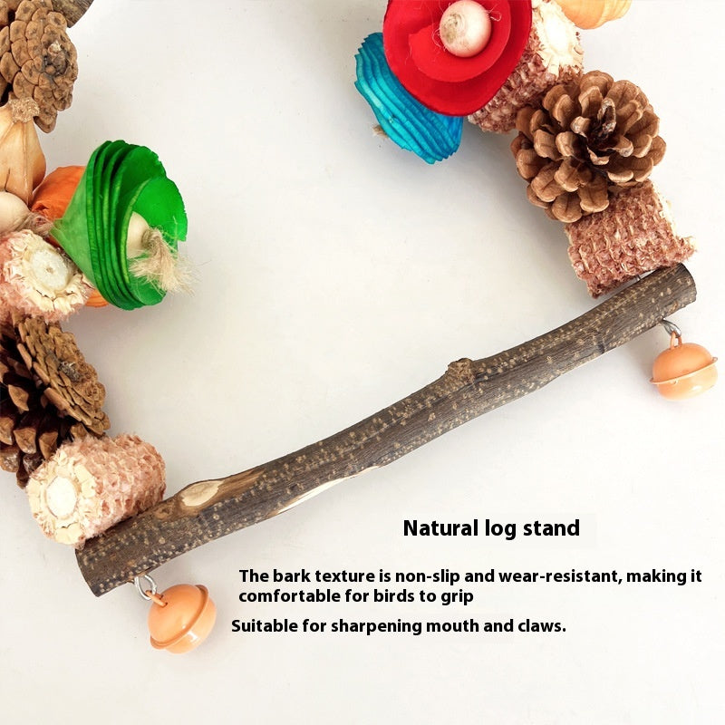 Parrot Swing Perch – Pine Wood Bird Stand & Claw Care Toy