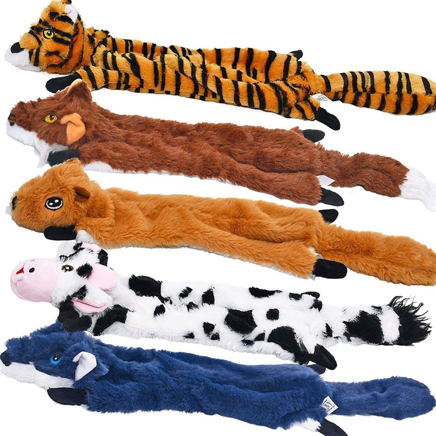 Dog Squeaky Toys 5 Pack, Pet Crinkle Toy No Stuffing Animals Plush, Dog Chew for Large and Medium, Doggie Teething for Boredom