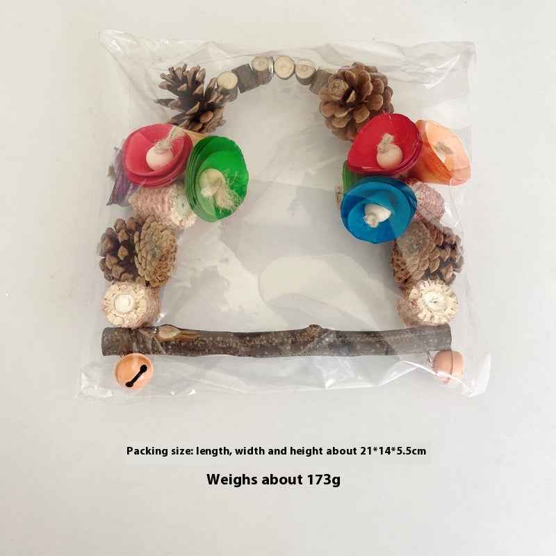 Parrot Swing Perch – Pine Wood Bird Stand & Claw Care Toy