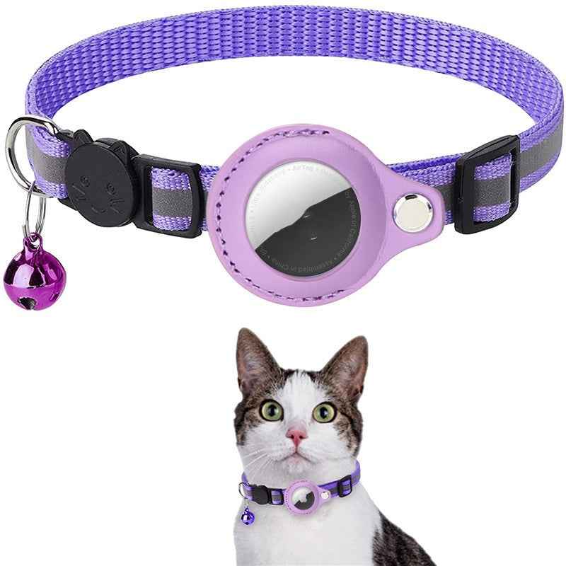 Reflective Pet Collar with Bell & AirTag Holder – Safety Collar for Dogs & Cats
