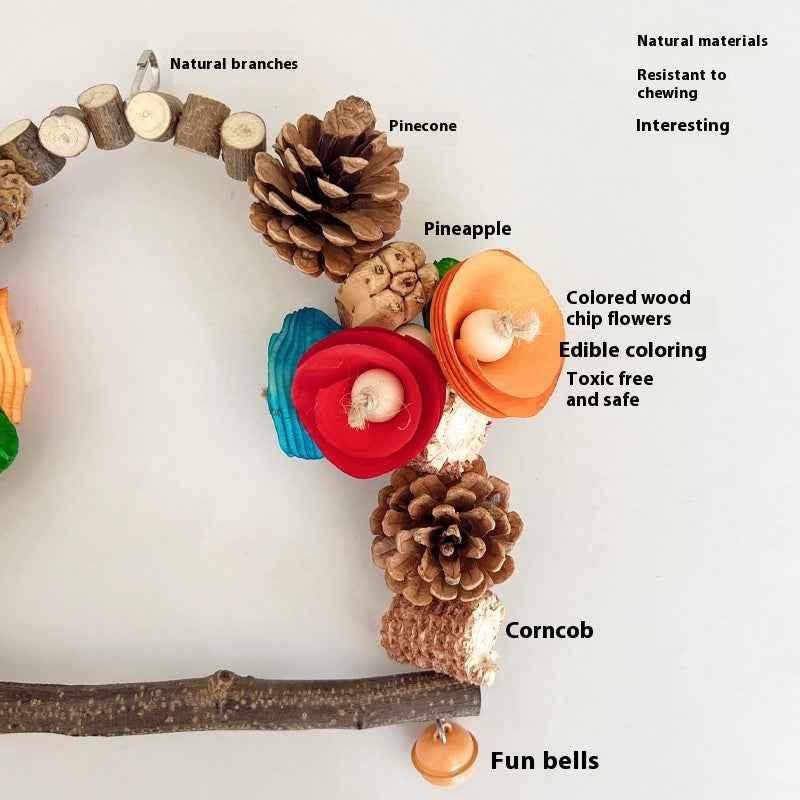 Parrot Swing Perch – Pine Wood Bird Stand & Claw Care Toy