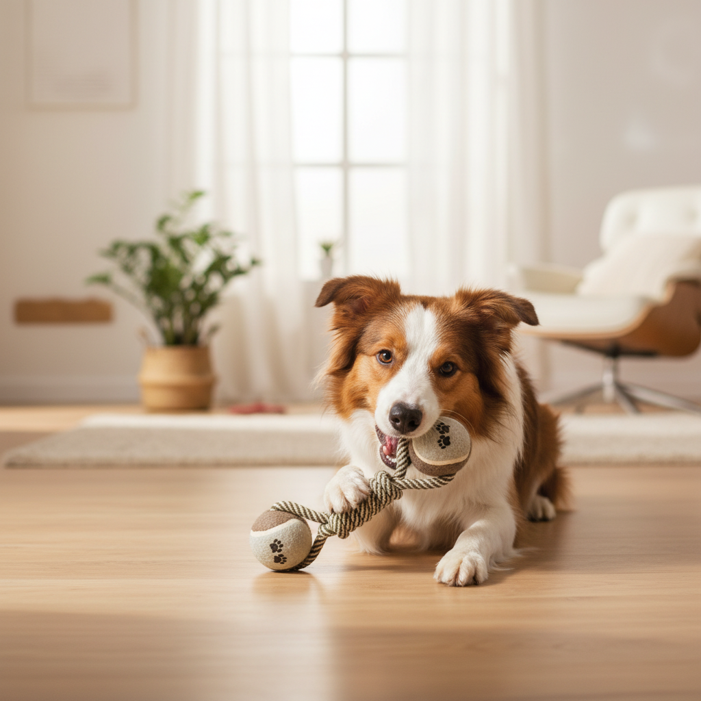 Dog Rope Chew Toy – Tennis Ball Dental Cleaning Toy